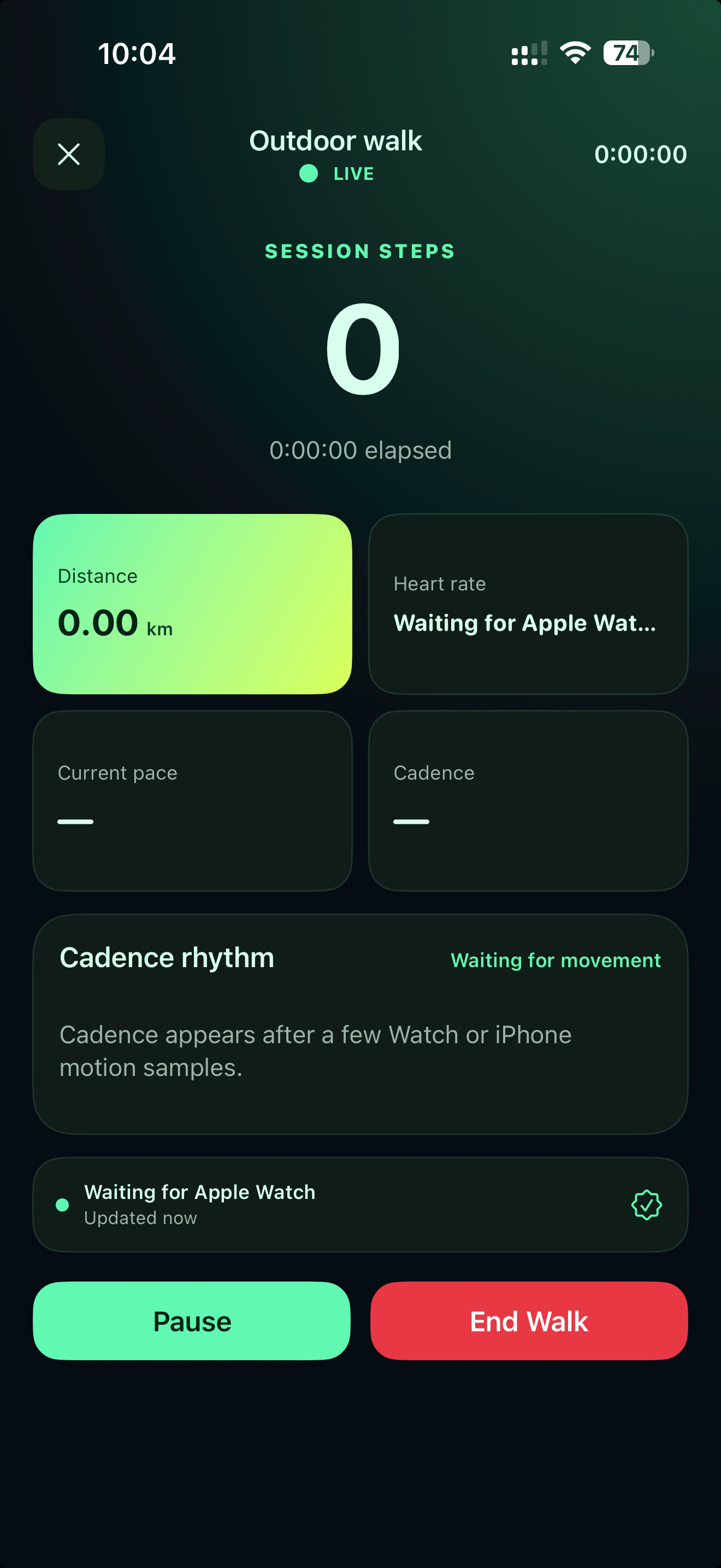 StepNow real-device History screen showing 51,255 weekly steps, daily rhythm, momentum, records, and completed walks